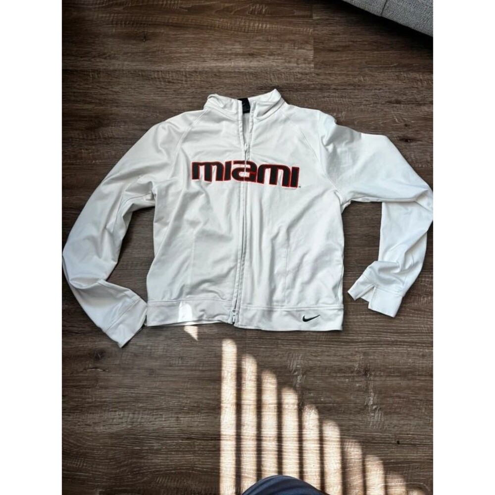 white Nike Miami zip-up track jacket